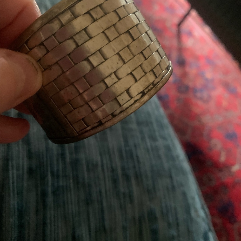 Wide Woven-Pattern Silver Cuff Bracelet